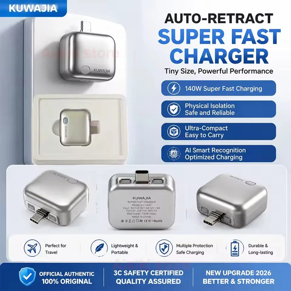 Smart AutoPop AI Charger – 140W Fast Charging